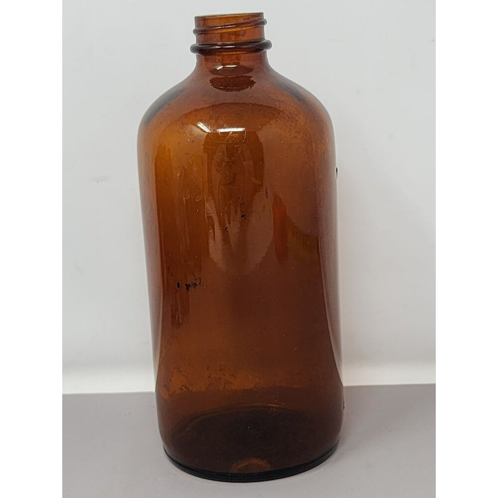 Vintage Amber‎ Glass Bottle Apothecary Style Round Shape Durable Display